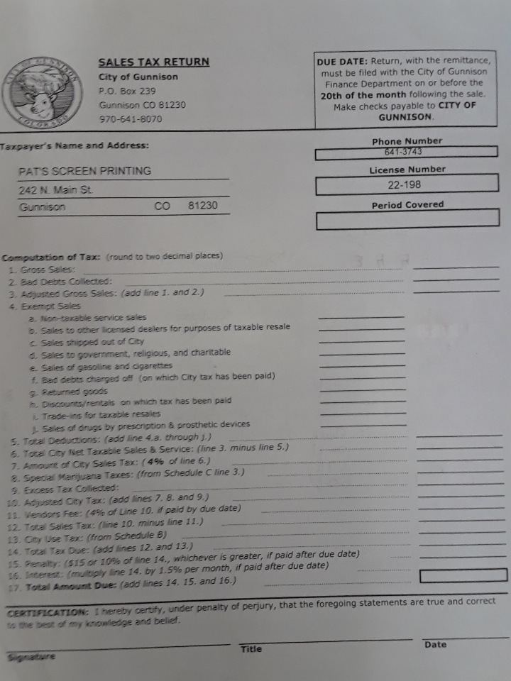 sales tax form 0120